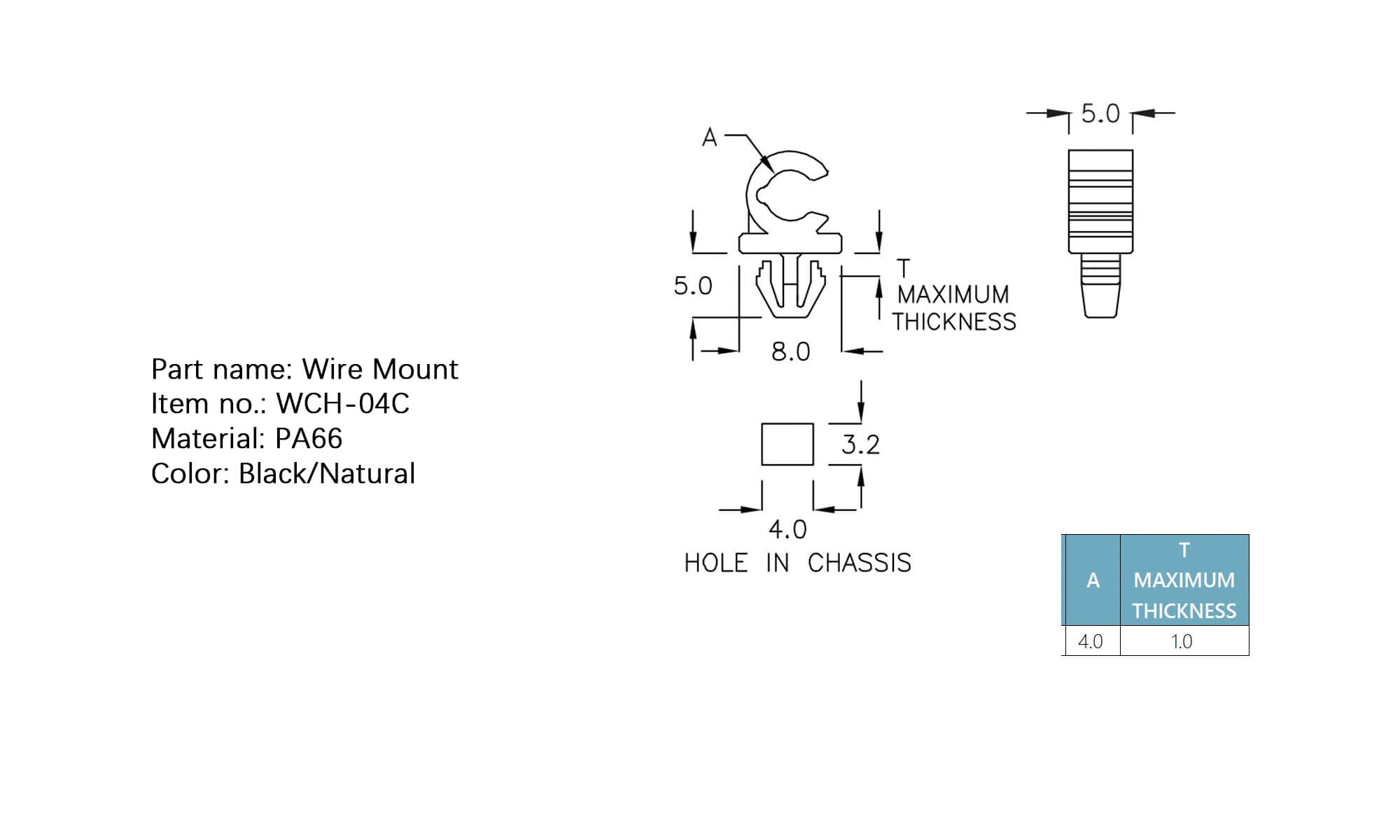 Plastic Wire Mount WCH-04C